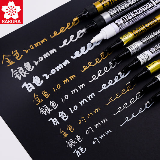 Sakura Pen-Touch Paint Marker White 0.7mm/1.0mm/2.0mm 3 Pack