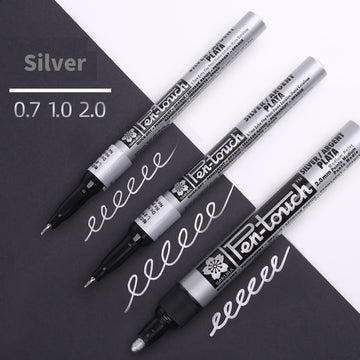 Sakura Pen-Touch Paint Marker Silver 0.7mm/1.0mm/2.0mm 3 Pack