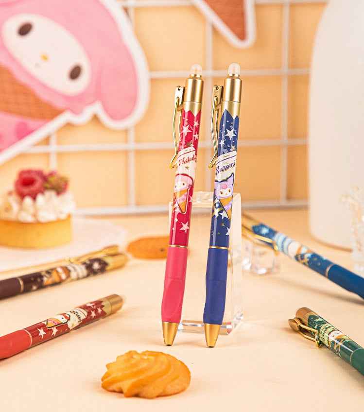 Sanrio Erasable Retractable Gel Pens 0.5mm Black Ink Set of 6