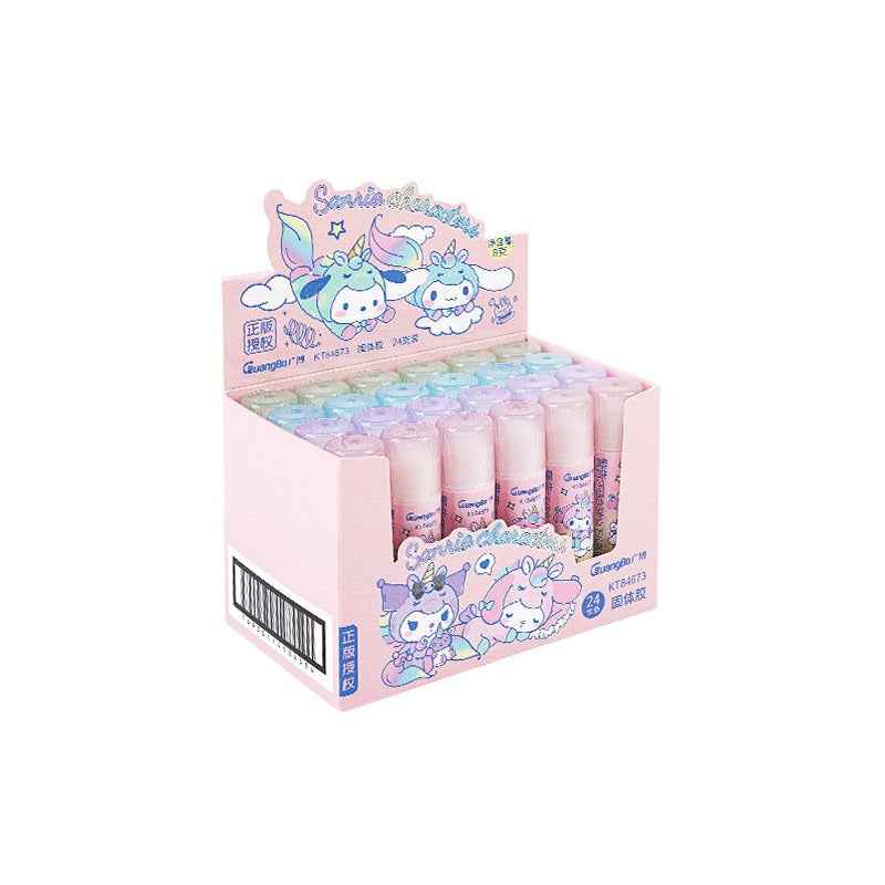 Sanrio Glue Stick 8g High Adhesion – Cute Kawaii School Glue Stick 24pcs