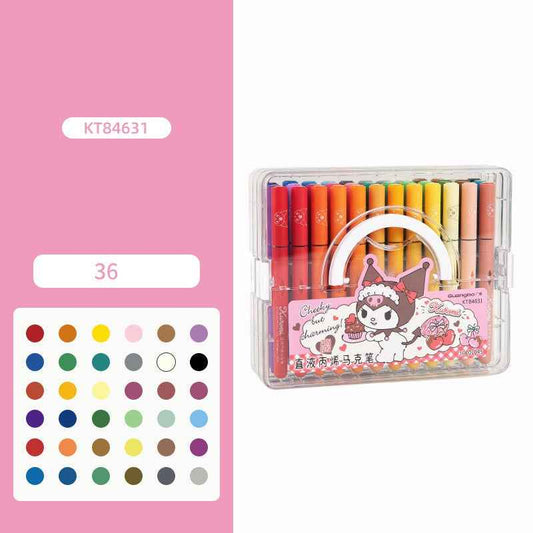 Sanrio Kuromi Acrylic Markers Set 24/36/48/60 – Washable Kids Art Pens 36 Color