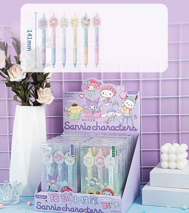 Sanrio Retractable Gel Pens 0.5mm Black Ink Set of 6
