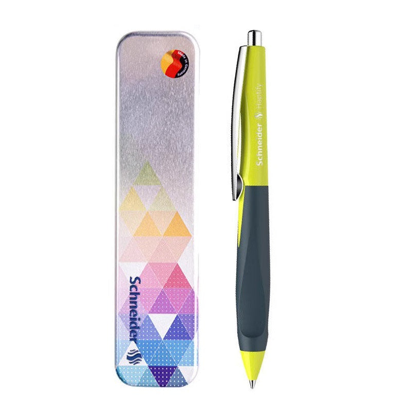 Schneider Haptify Ballpoint Pen 0.5mm Black Ink with Metal Box and Refill Yellow