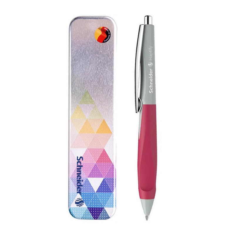 Schneider Haptify Ballpoint Pen 0.5mm Black Ink with Metal Box and Refill Grey