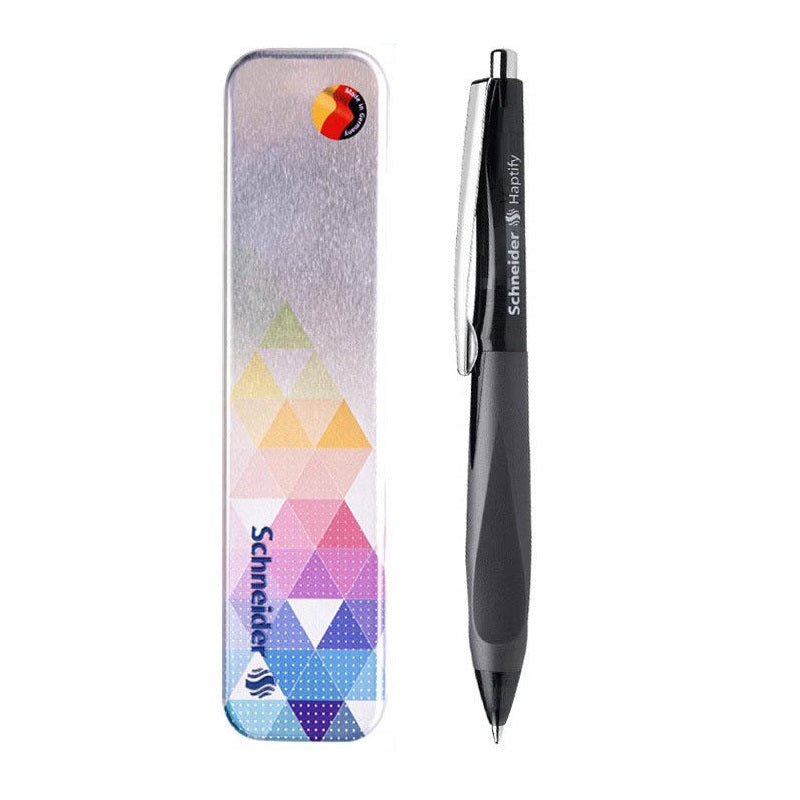 Schneider Haptify Ballpoint Pen 0.5mm Black Ink with Metal Box and Refill Black