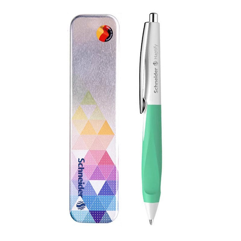 Schneider Haptify Ballpoint Pen 0.5mm Black Ink with Metal Box and Refill Mint Green