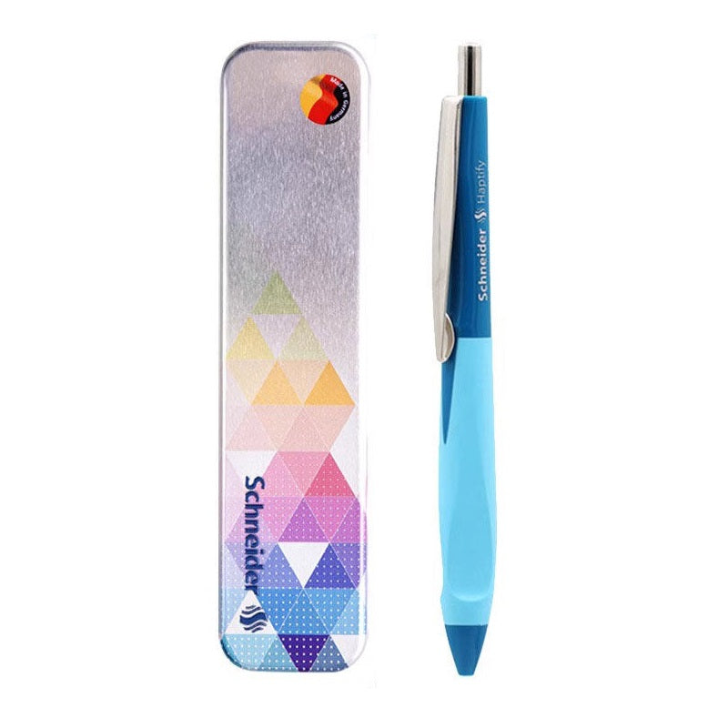 Schneider Haptify Ballpoint Pen 0.5mm Black Ink with Metal Box and Refill Light Blue