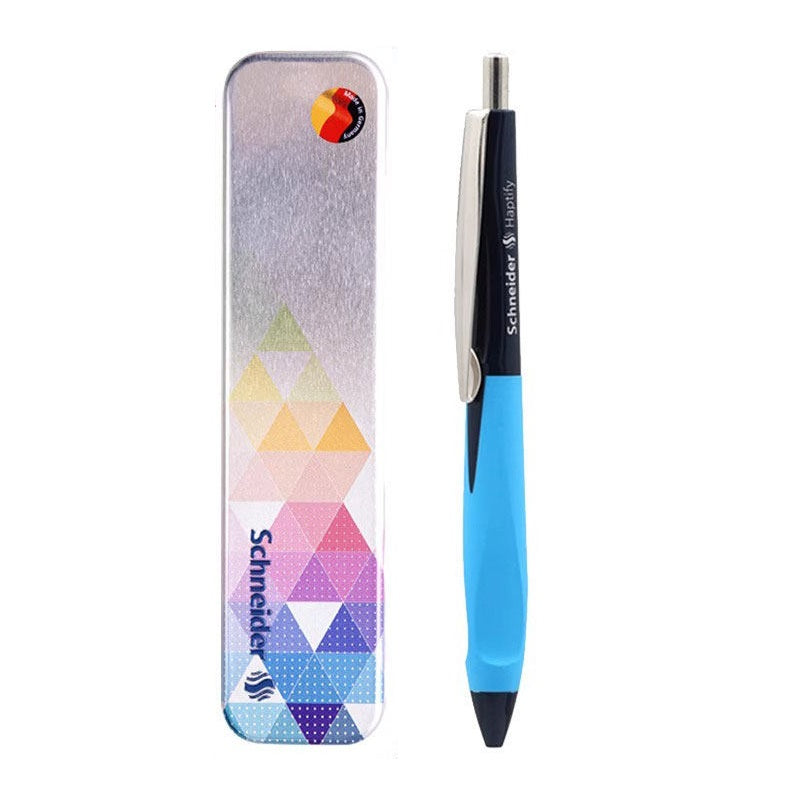 Schneider Haptify Ballpoint Pen 0.5mm Black Ink with Metal Box and Refill Dark Blue