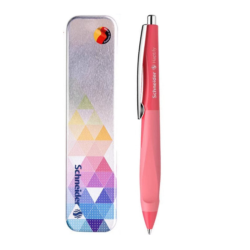 Schneider Haptify Ballpoint Pen 0.5mm Black Ink with Metal Box and Refill Pink