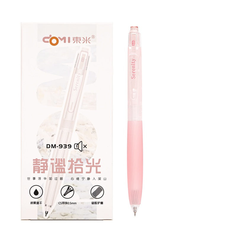 Silent Click Gel Pens 0.5mm Black Ink Set of 12 Light Pink