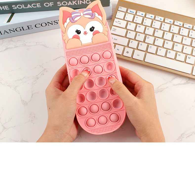 Silicone Cute Fox Pencil Case – Stress Relief Squeeze Toy Pen Bag