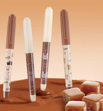 Caneta Tinteiro Descartável Snowhite Caramel Bear com Aroma Pack de 4