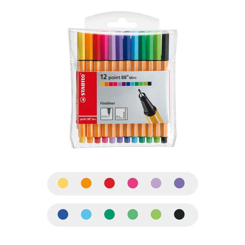 Stabilo Point 88 Fineliner Pen - 0.4 mm - 8/12/18 Color Set