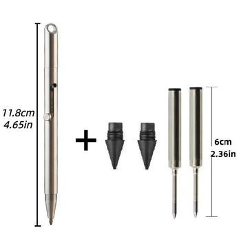 Stylo-bille extérieur 2-en-1 en acier inoxydable et crayon éternel
