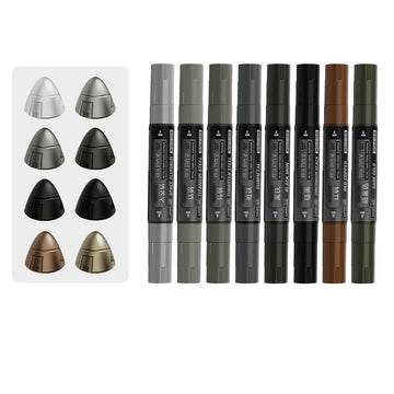 Stedi Dual-Tip Metallic Model Markers, Water-Based, 8-Colour Set