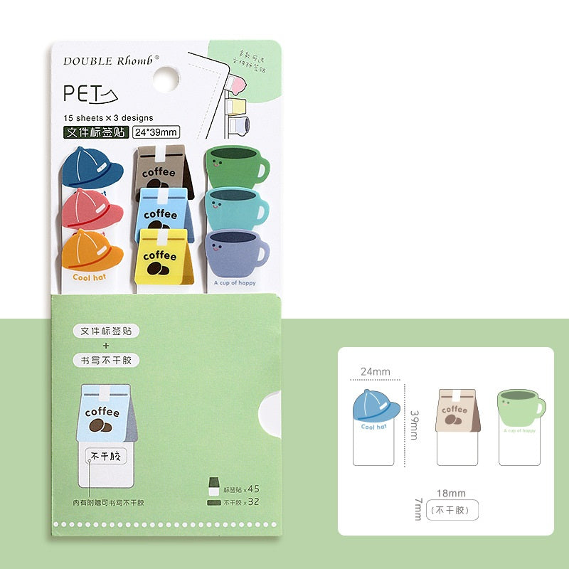 Cute Animal Shaped Sticky Notes & Index Tabs | 6-Design Kawaii