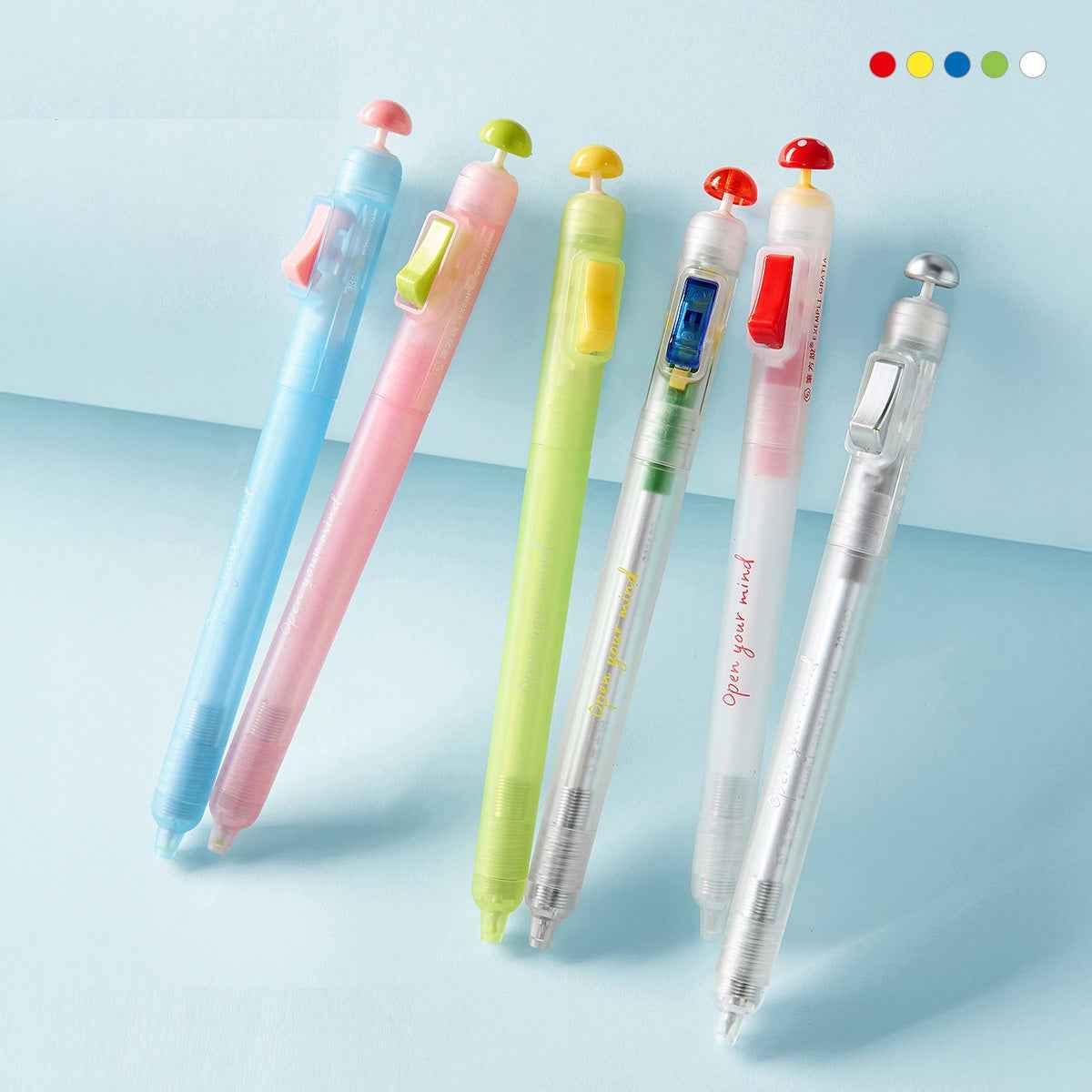 Switch On 0.5mm Black Ink 6-Color Gel Pen Set – Stress Relief Click Pe