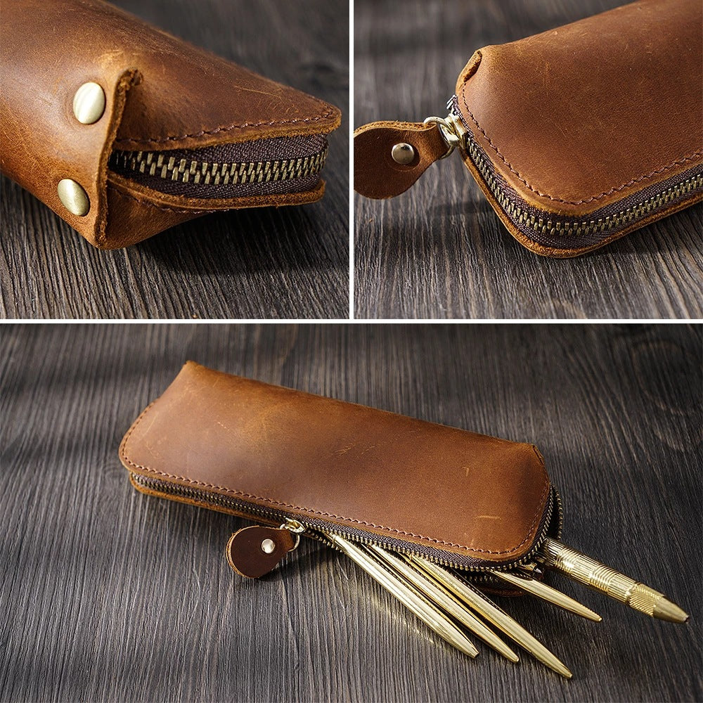 Genuine Leather Pencil Case (Pens,Cables,Stationery and Personal Items)