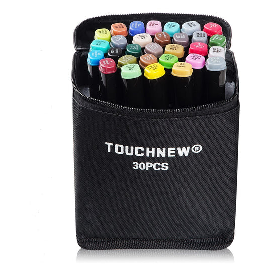TOUCHNEW 30 Color Alcohol Twin Markers Brush Tip