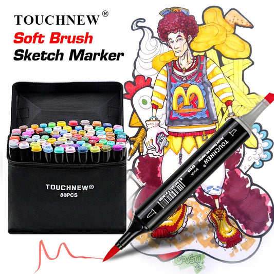 TOUCHNEW 80 Color Dual Tip Alcohol Brush Markers