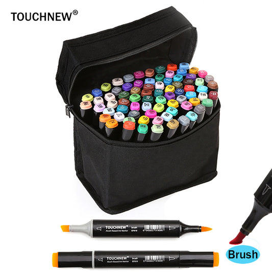TOUCHNEW 60 Color Dual Tips Alcohol Based Brush Art Markers