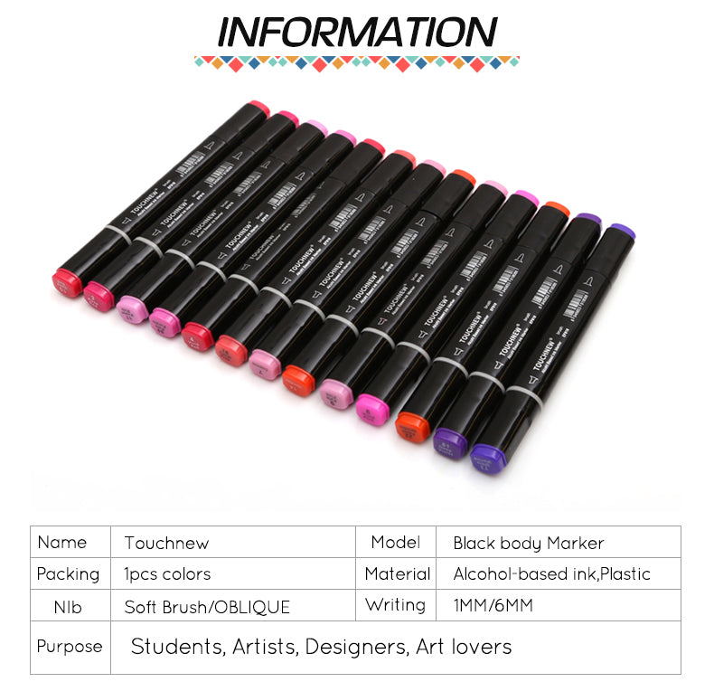 TOUCHNEW 60 Color Dual Tips Alcohol Based Brush Art Markers