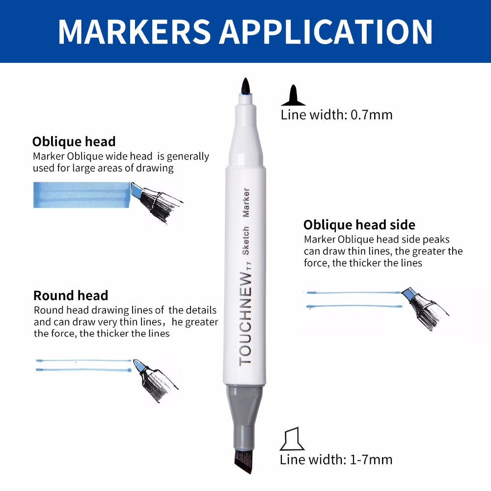 TOUCHNEW T7 80 Colors Alcohol Based Sketch Art Markers Manga Animation