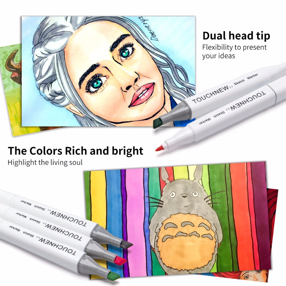 TOUCHNEW T7 Skin Tone Markers 24 Color Set for Portrait Illustration