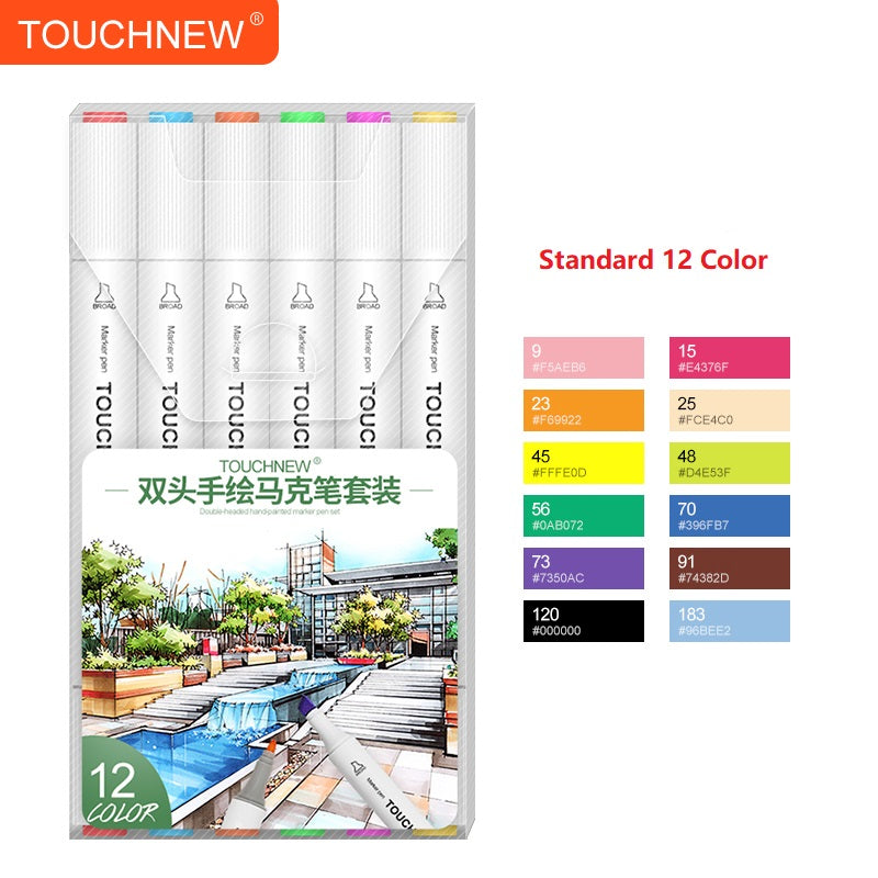 TOUCHNEW T8 12 Color Markers Pens Alcohol Based for Art Drawing Kids Students