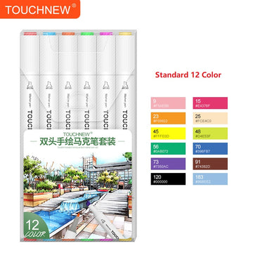 TOUCHNEW T8 12 Color Markers Pens Alcohol Based for Art Drawing Kids Students