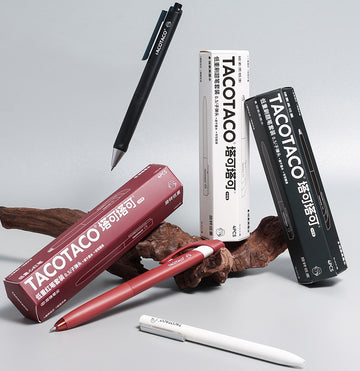 TACOTACO Low Centre of Gravity Gel Pen Set – 4-Pen Collection | Quick-Dry Ink 0.5mm | 3-Colour Pen + Dual-Bead Click + Silent Click + Twist Advance | Student Exam Writing Set