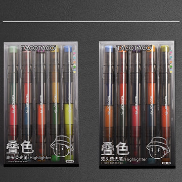 TACOTACO Dual-Tip Layering Highlighter Set – 10-Pen Collection | Overlapping Colour Blending for Journaling, Study Notes & Hand Lettering