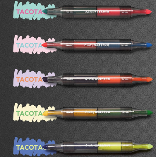 TACOTACO Dual-Tip Layering Highlighter Set – 10-Pen Collection | Overlapping Colour Blending for Journaling, Study Notes & Hand Lettering