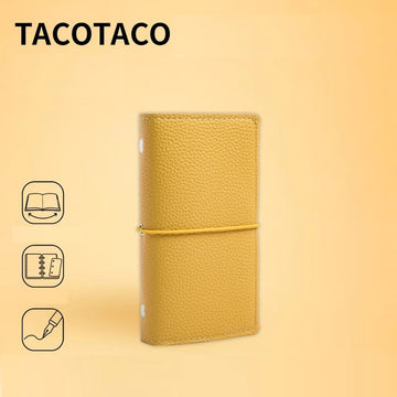 TACOTACO pehme kaanega makroonivärvi lahtiste lehtedega märkmik – 60 lehte | 6-rõngaline köitja elastse sulguriga | 84 × 150 mm | oranž / mururoheline / pilvevalge / roosa