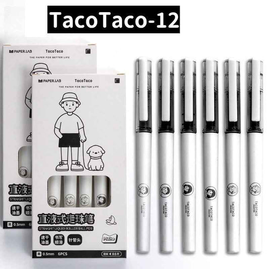 TACOTACO Liquid Ink Rollerball Pen 12 Pack with 10 Refills Black Ink