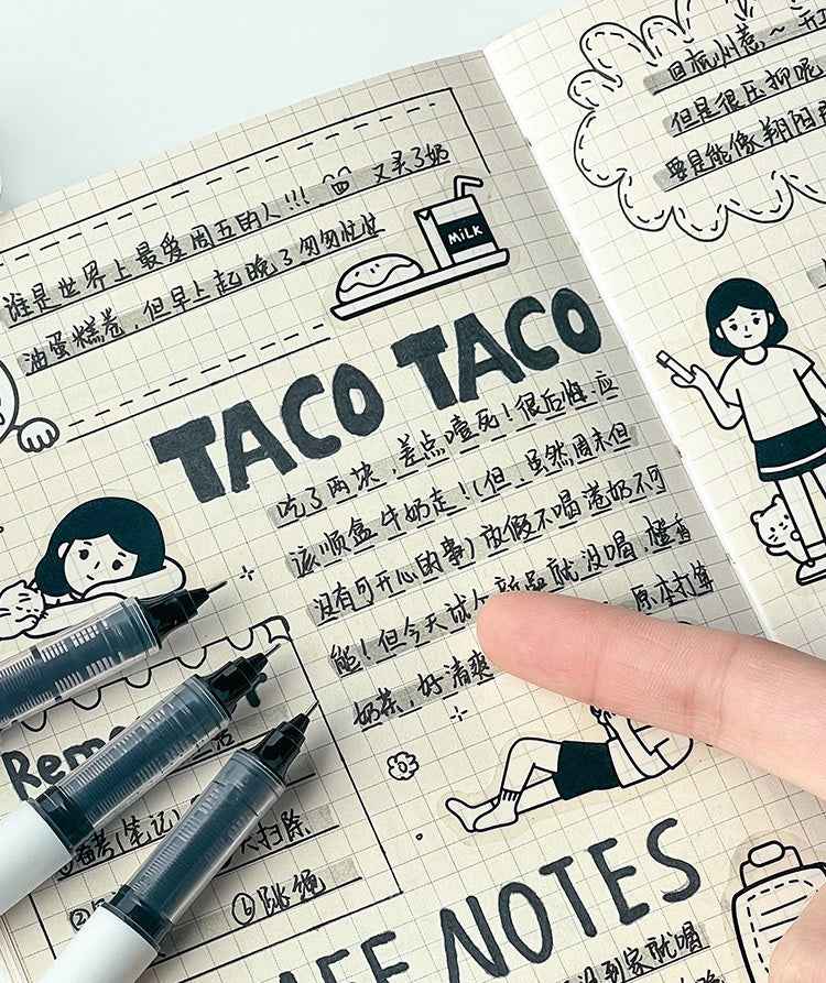 TACOTACO Liquid Ink Rollerball Pen 12 Pack with 10 Refills Black Ink