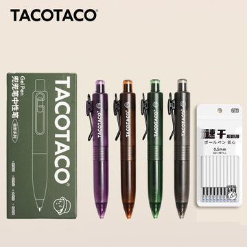 TACOTACO Forest-Serie, ausziehbare Gelstifte | 0,5-mm-Schwarz-Tinte | 4er-Pack + 10 Nachfüllminen