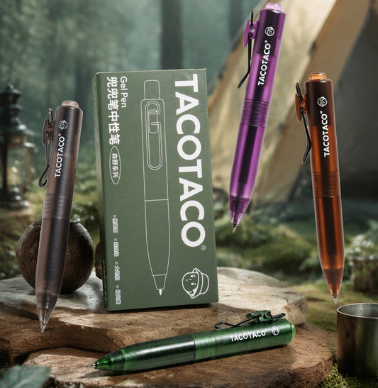 TACOTACO Forest Series Retractable Gel Pen | 0.5mm Black Ink | 4-Pack + 10 Refills