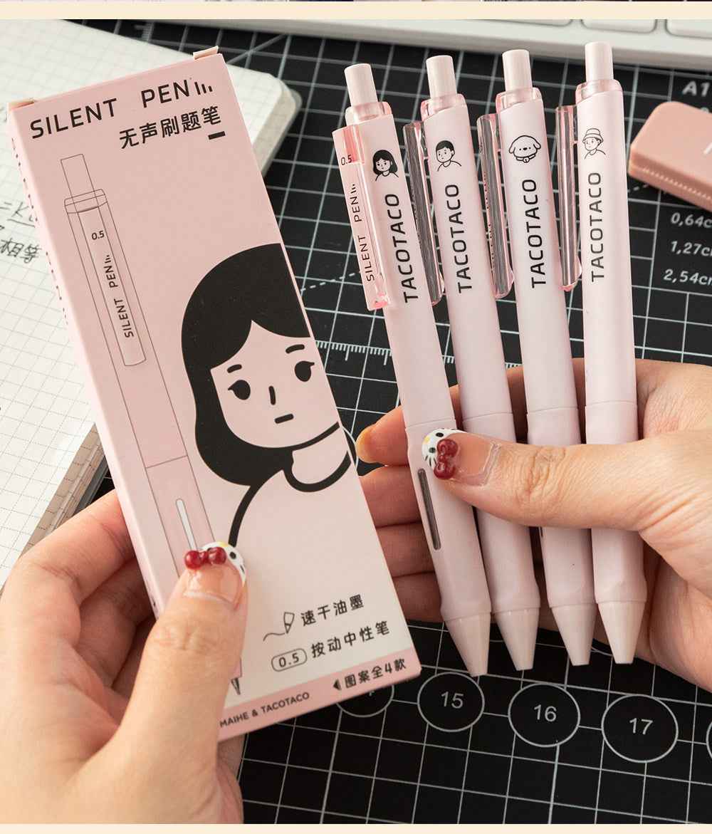 TACOTACO Silent Click Gel Pen 8 Pack with 10 Refills,0.5 mm Black Ink