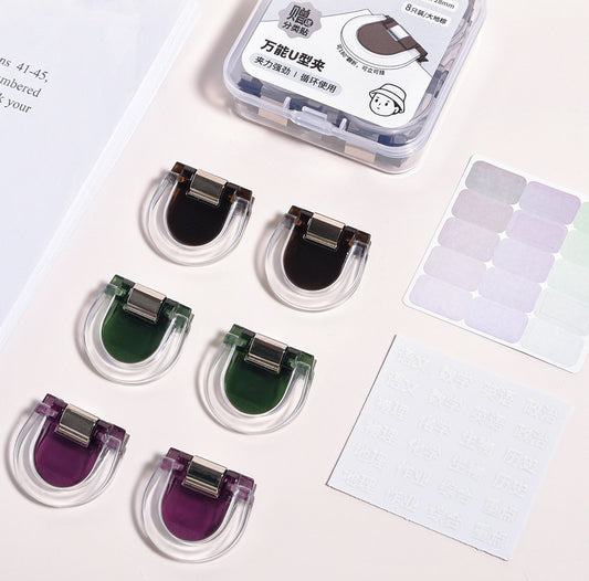 TACOTACO U-Clip Document Organiser – 28mm | 24-Pack (Green ×8 / Brown ×8 / Purple ×8) | No-Damage Paper Binding & File Sorting Clip