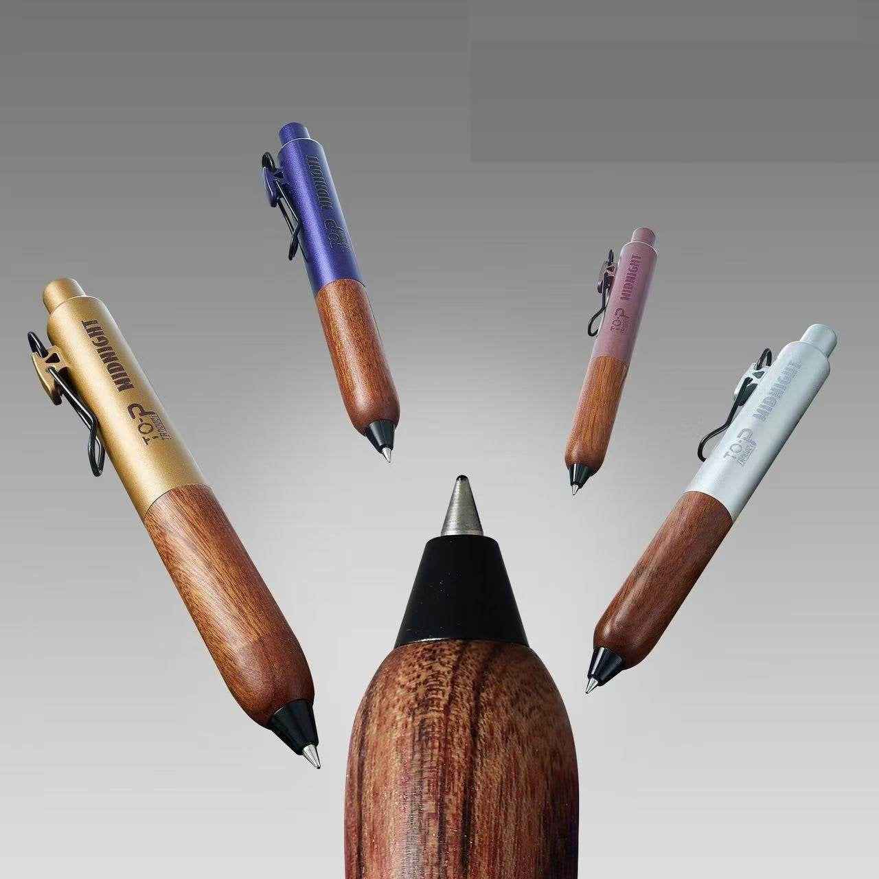 TANOOCI Midnight Sandalwood Grip Click Gel Pen with 3 Refills