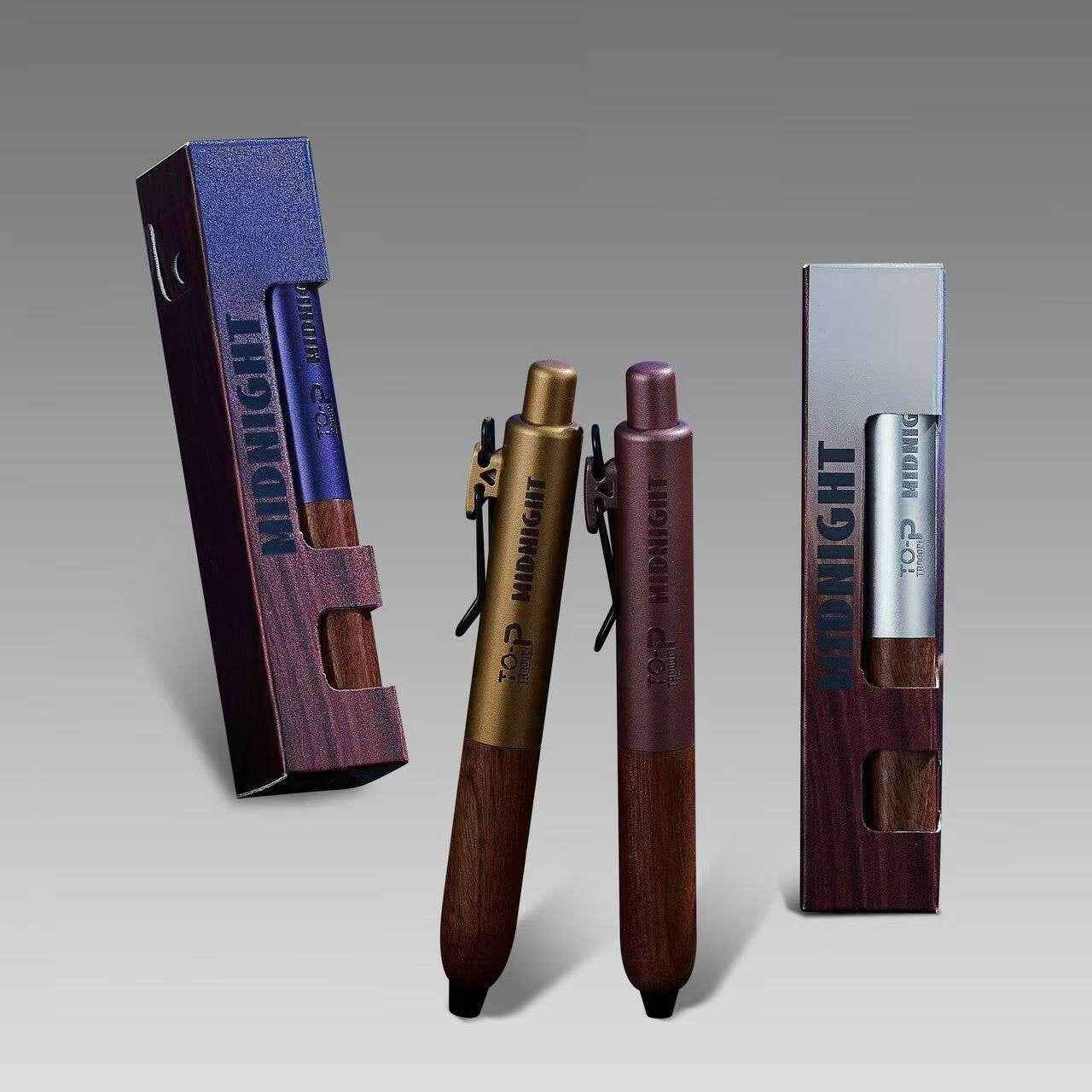 TANOOCI Midnight Sandalwood Grip Click Gel Pen with 3 Refills