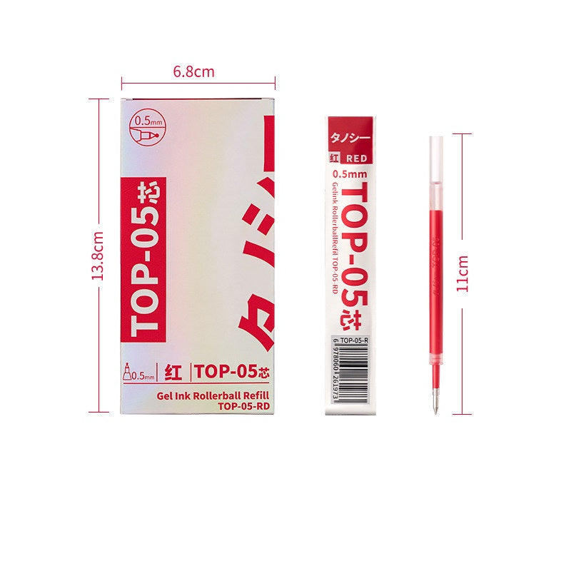 TANOOCI Midnight Sandalwood Grip Click Gel Pen with 3 Refills 10pcs Red Refills