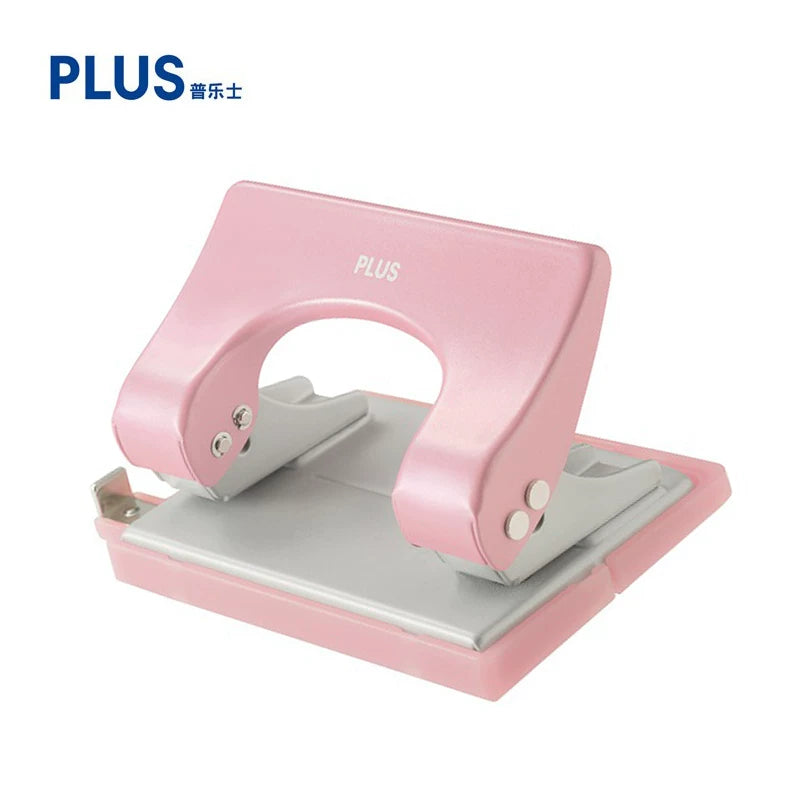 PLUS 2-Hole Paper Punch | Japan | Effortless Punching | 16 Sheets Capacity Pink