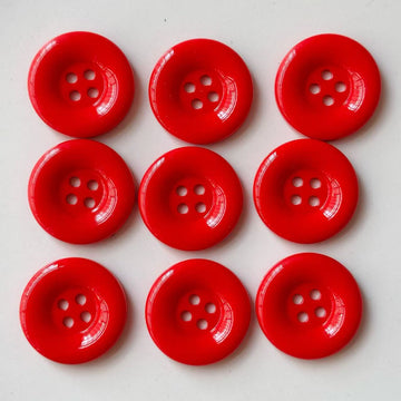 Lote de botones plásticos redondos rojos de 4 agujeros, 25mm (60 unidades)