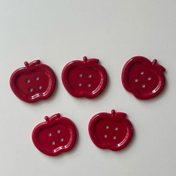 25mm wine red apple 4-hole resin buttons, 5 shown
