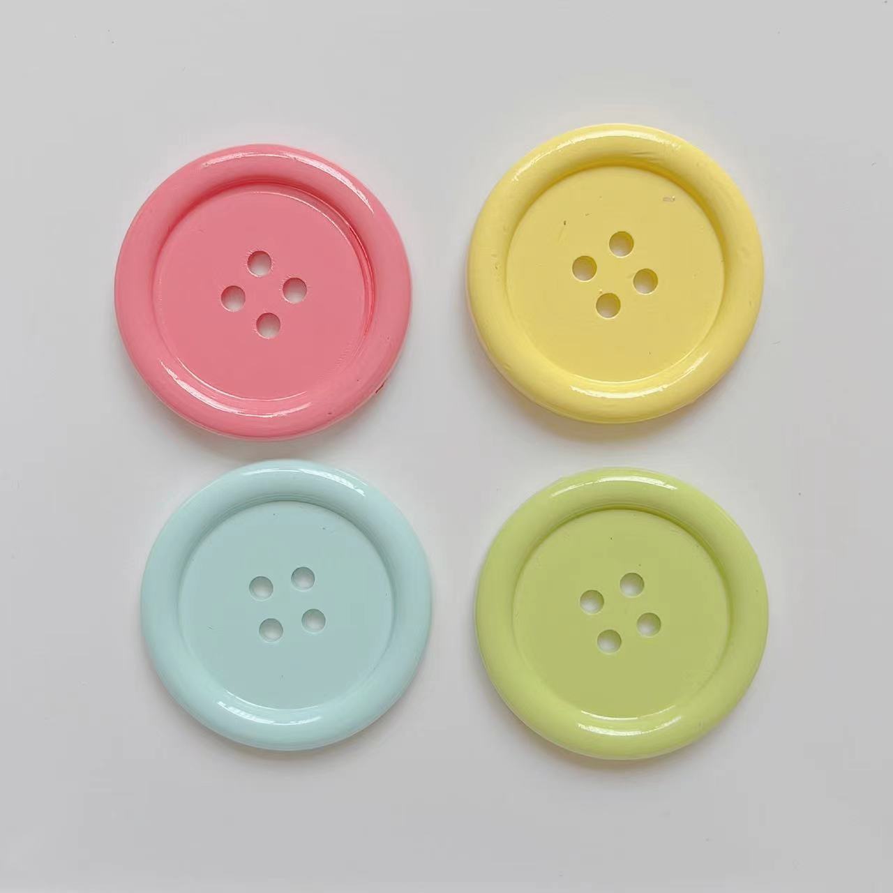 Glossy candy plastic craft buttons, 4-hole, pink/yellow/light blue/lime