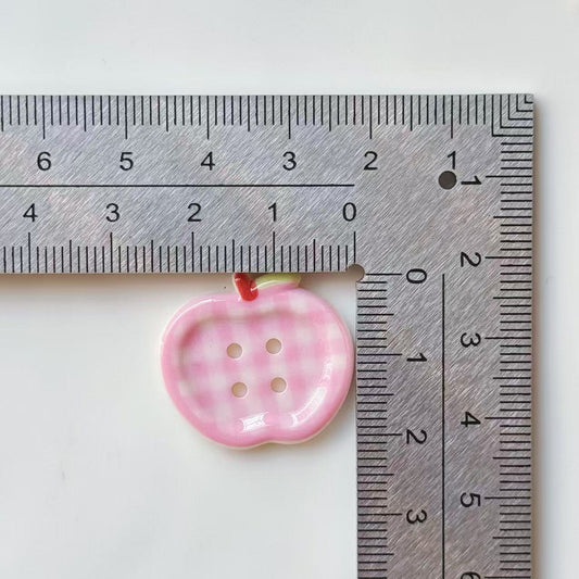 25MM Printed Plaid Apple 4-Hole Resin Buttons 50 Pack