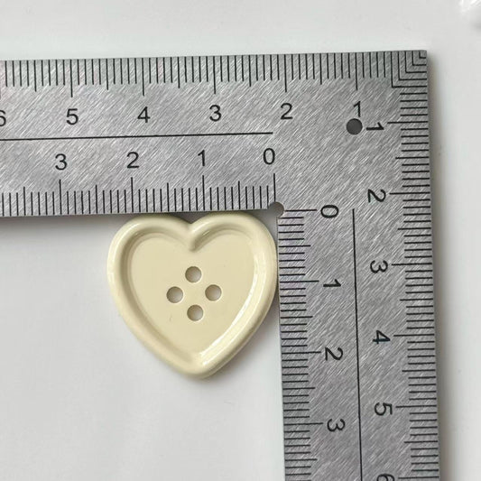 25mm Shiny Beige Heart Plastic Craft Buttons 40pcs