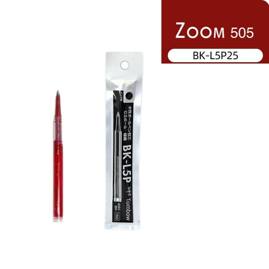 Recharge pour stylo TOMBOW ZOOM 505, 0.5 mm | BK-L5P | Encre noire ou rouge